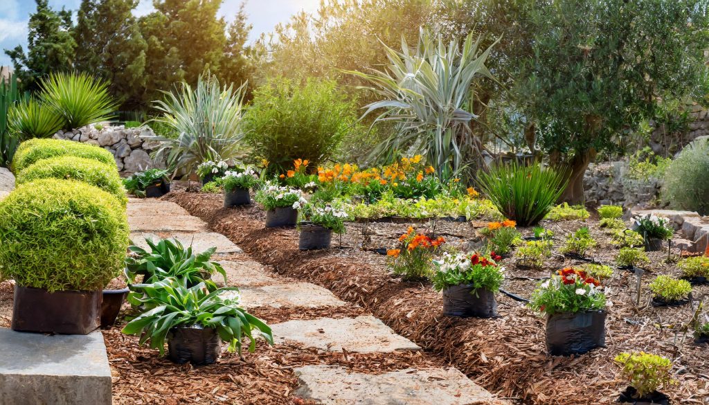 Keio Jardins_Mulching en un jardín de bajo consumo de agua