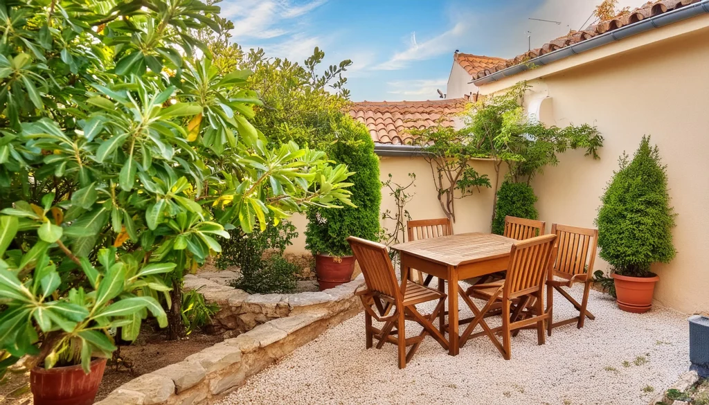 Keio Jardí_ Jardín pequeño con muebles de madera