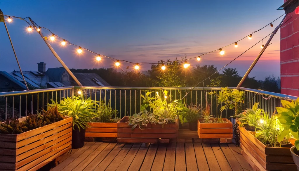 Keio Jardí_ Jardín terraza con iluminación led